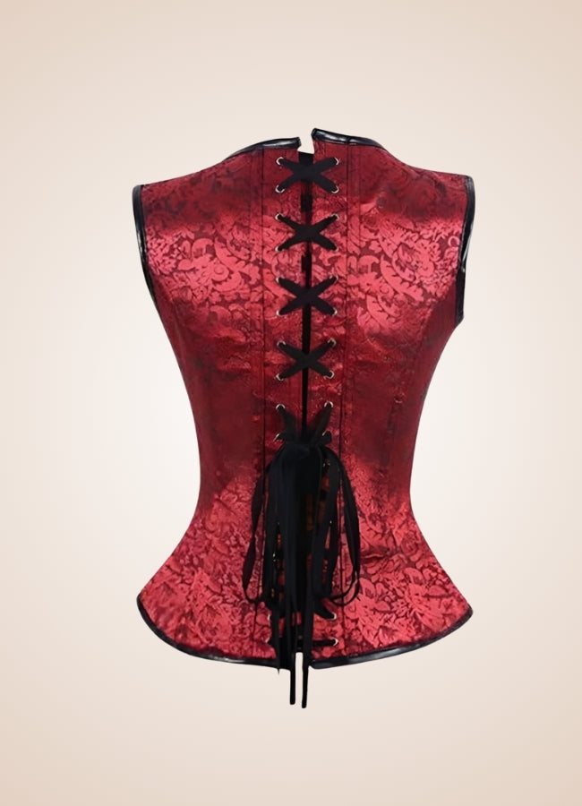 Red Steampunk Lace Up Corset - Steampunk Australia