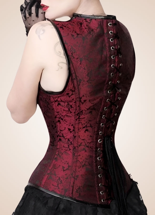 Red Steampunk Lace Up Corset - Steampunk Australia