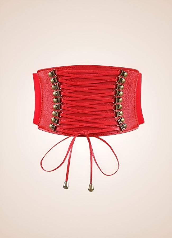 Red Steampunk Leather Belt Corset - Steampunk Australia