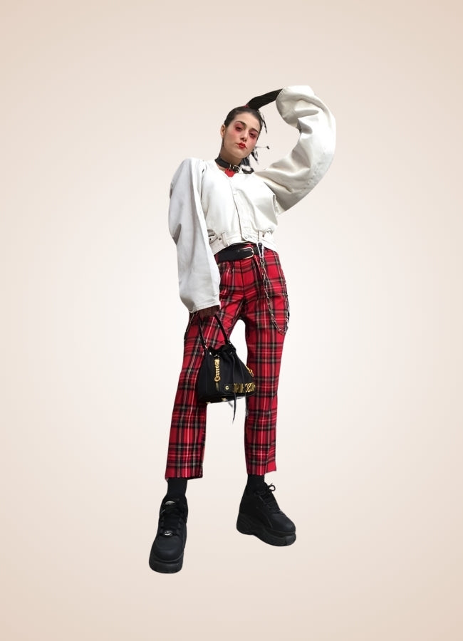Red Steampunk Plaid Pants - Steampunk Australia