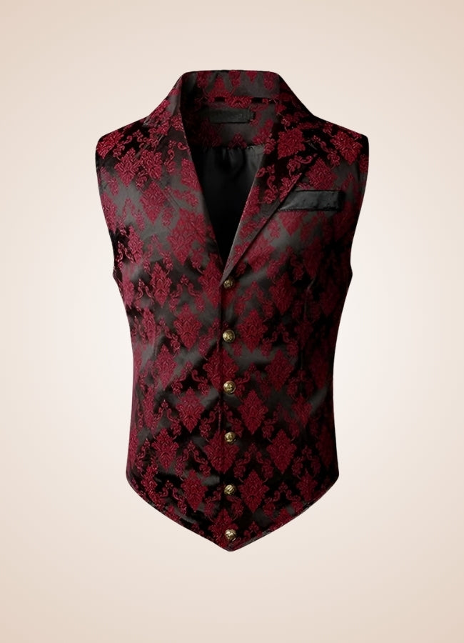Red Steampunk V Neck Vest - Steampunk Australia