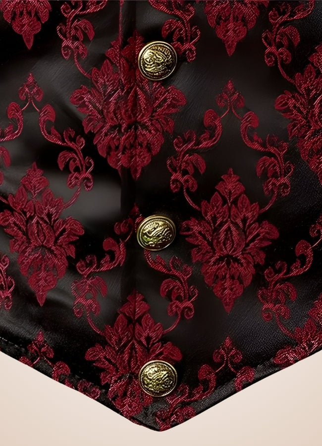 Red Steampunk V Neck Vest - Steampunk Australia