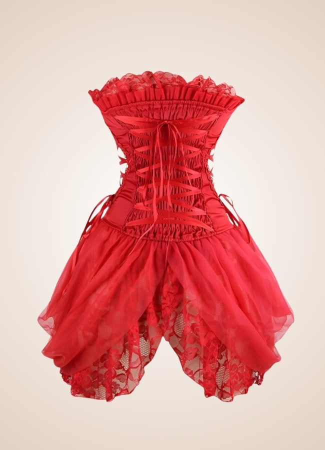 Red Steampunk Victorian Long Corset - Steampunk Australia
