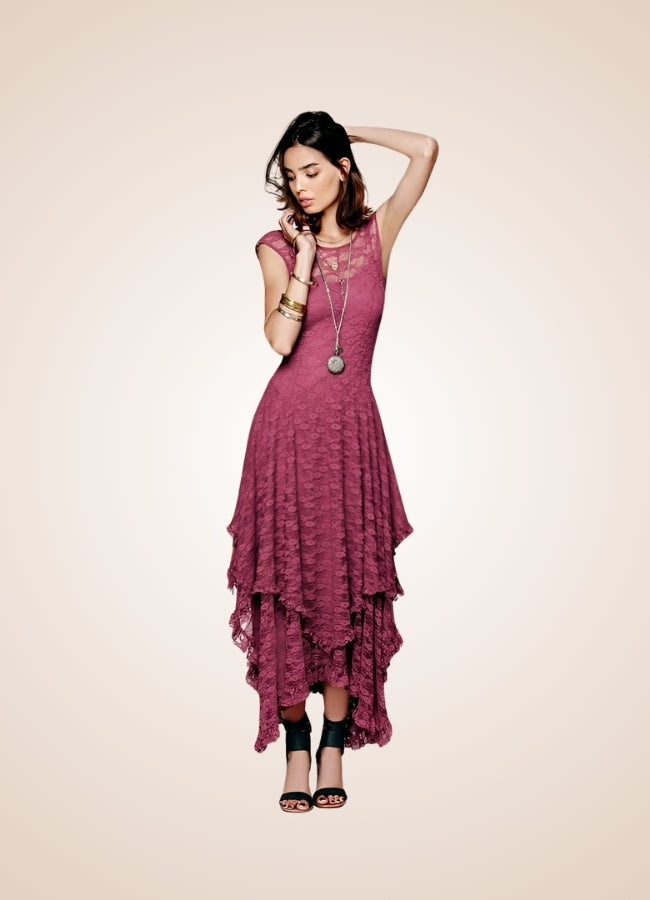 Red Wine Steampunk Long Dress - Steampunk Australia