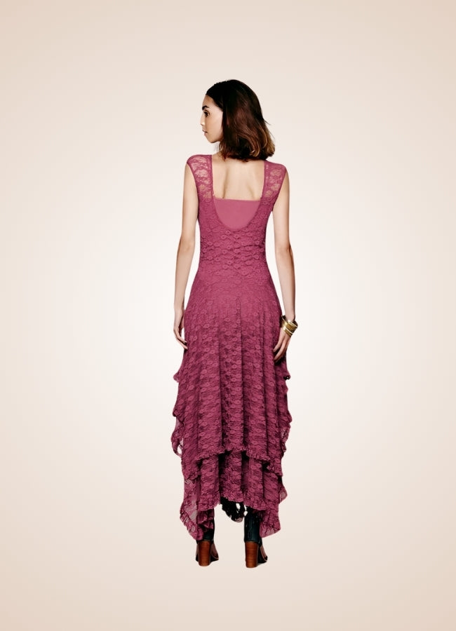Red Wine Steampunk Long Dress - Steampunk Australia