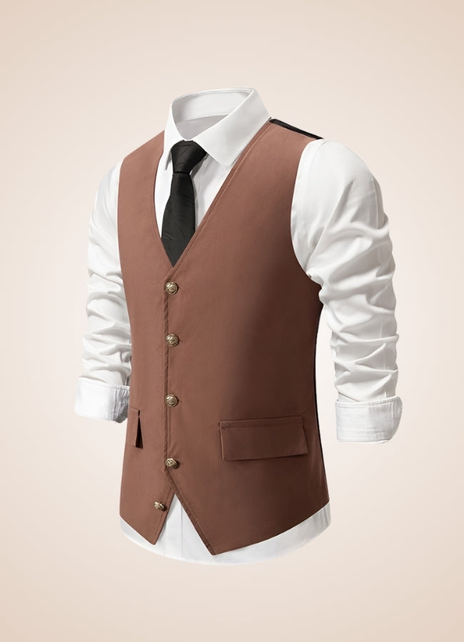 Retro Brown Suit Vest - Steampunk Australia