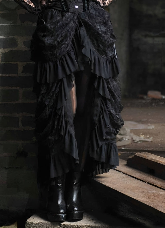 Ruffled Mesh Steampunk Skirt - Steampunk Australia