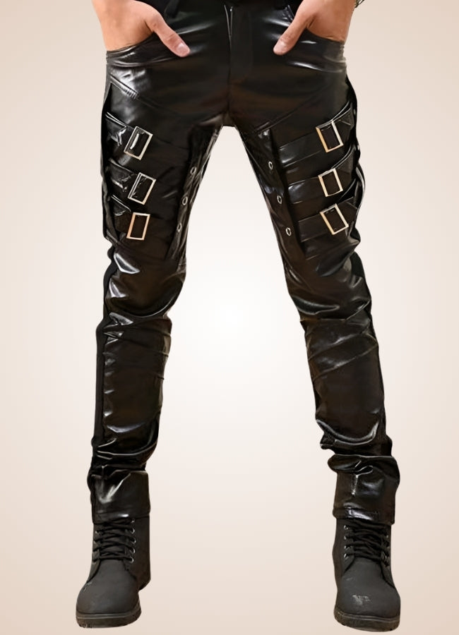 Skinny Gothic Leather Pants - Steampunk Australia
