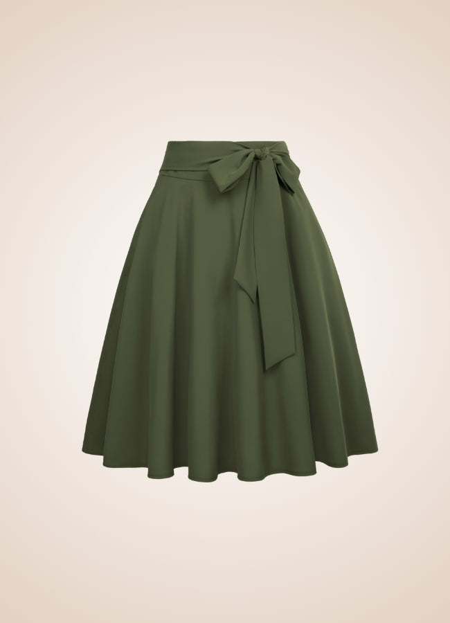 Solid Color Ribbon Midi Skirt - Steampunk Australia
