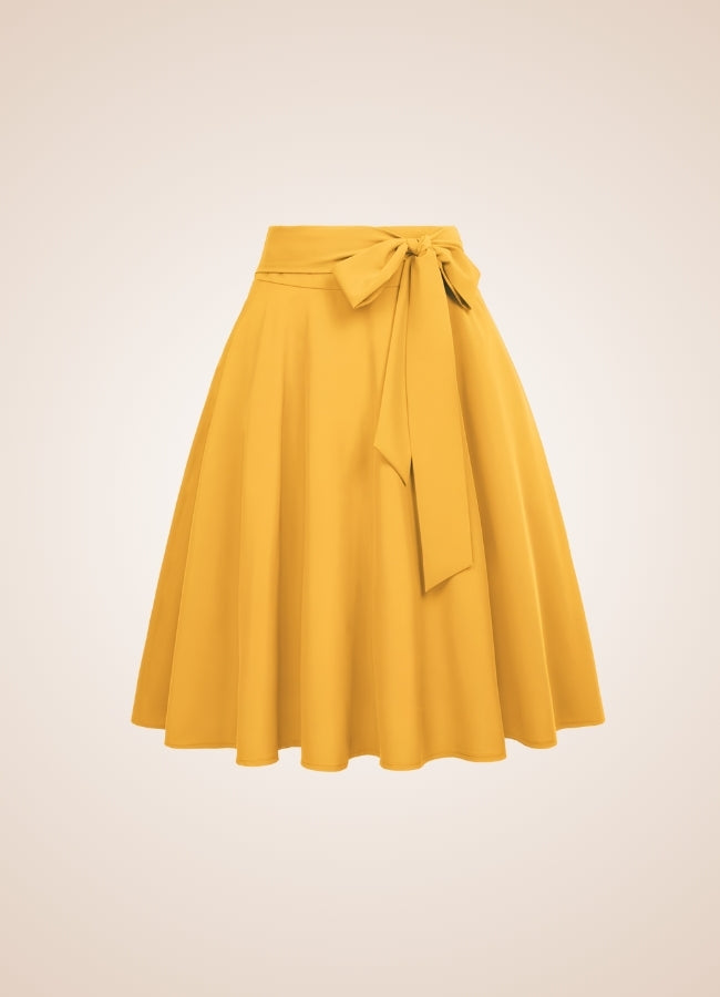 Solid Color Ribbon Midi Skirt - Steampunk Australia