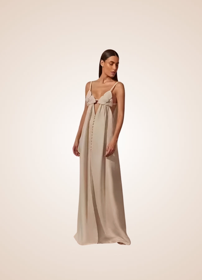 Steampunk Apricot Long Dress - Steampunk Australia