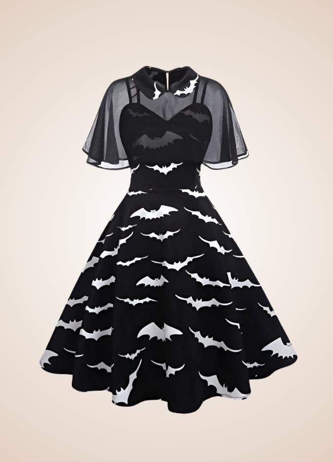Steampunk Bat Print Dress - Steampunk Australia