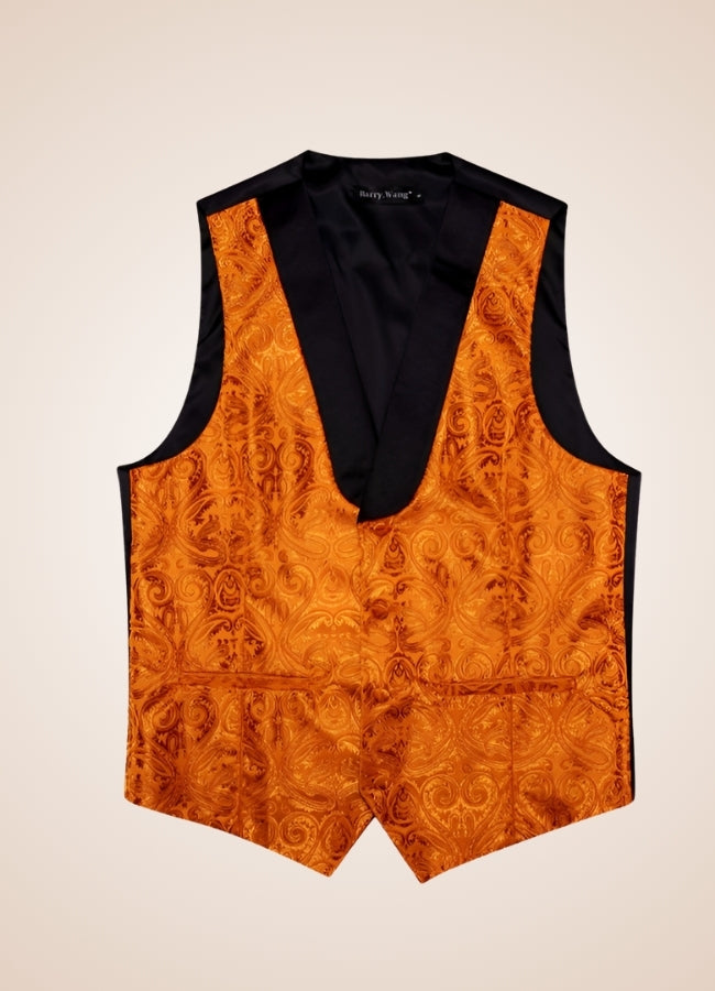 Steampunk Black Orange Suit Vest - Steampunk Australia