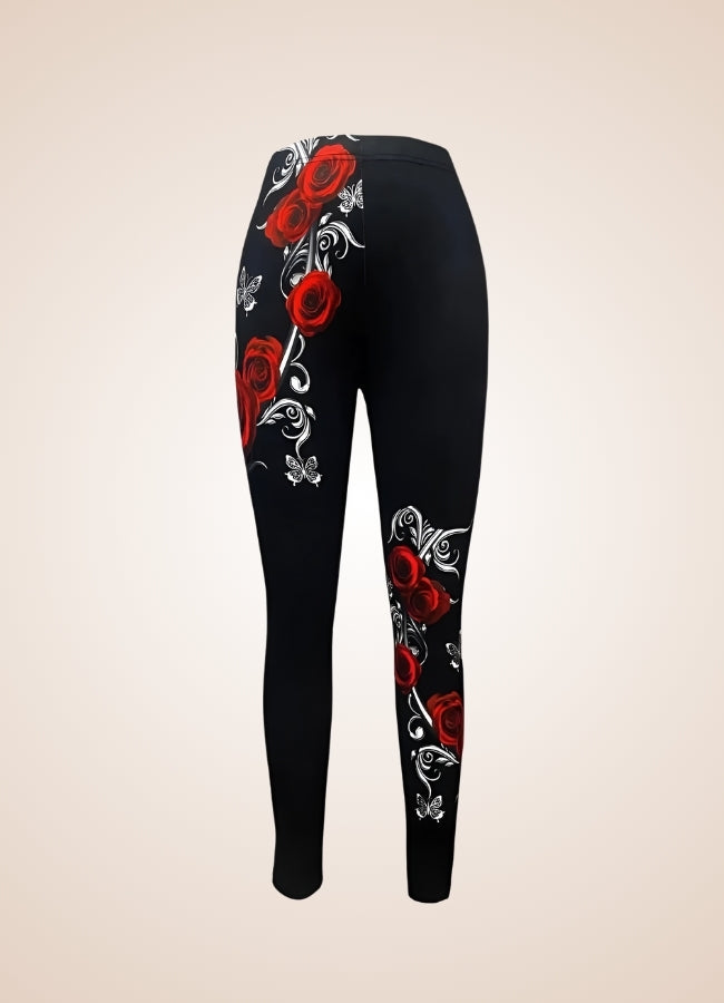 Steampunk Black Roses Legging - Steampunk Australia