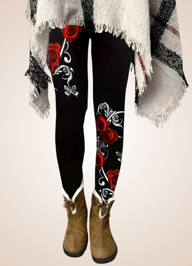Steampunk Black Roses Legging - Steampunk Australia