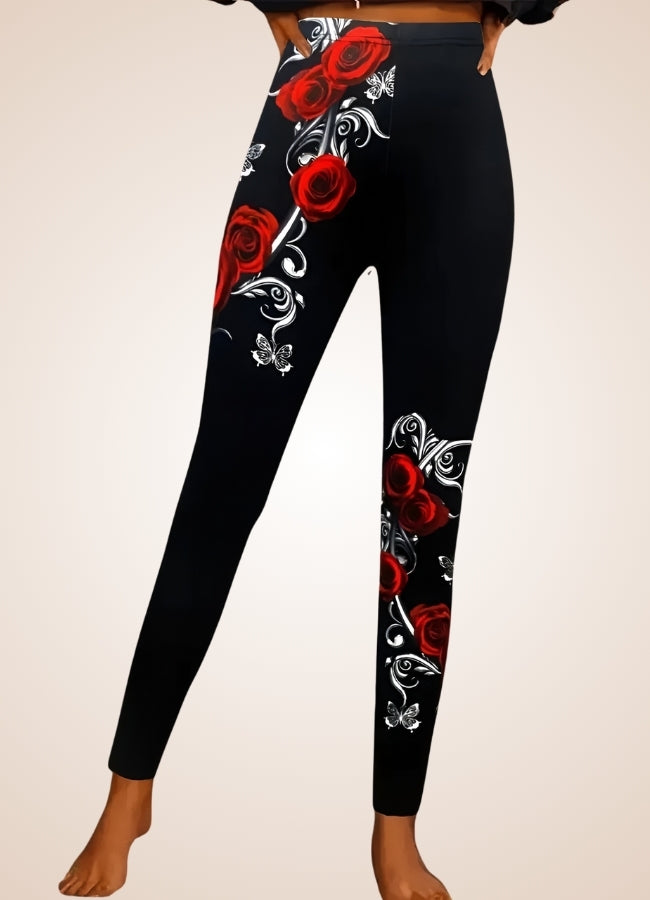 Steampunk Black Roses Legging - Steampunk Australia