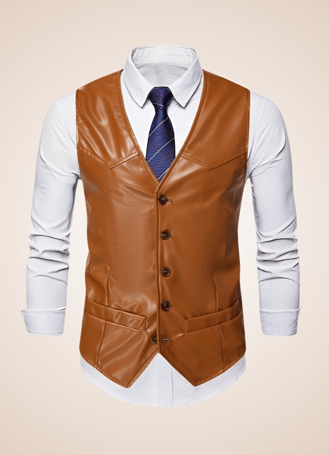 Steampunk Brown Leather Gilet - Steampunk Australia