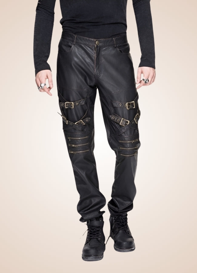 Steampunk Buckle Leather Pants - Steampunk Australia