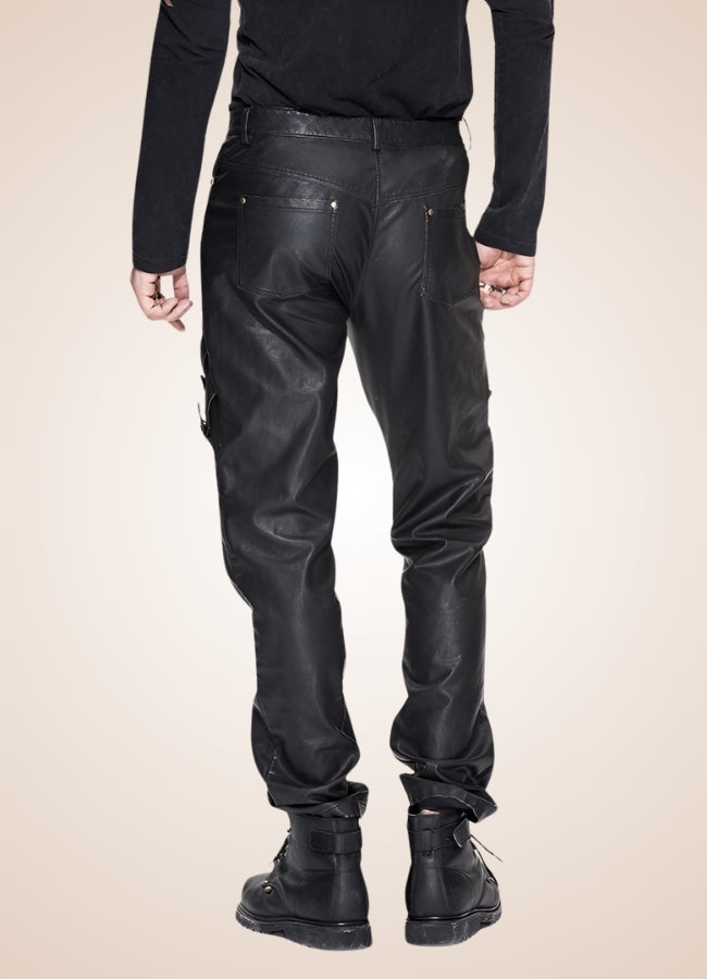 Steampunk Buckle Leather Pants - Steampunk Australia
