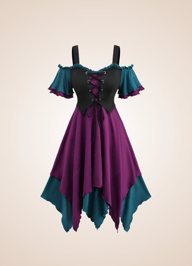 Steampunk Cold Shoulder Lace Dress - Steampunk Australia