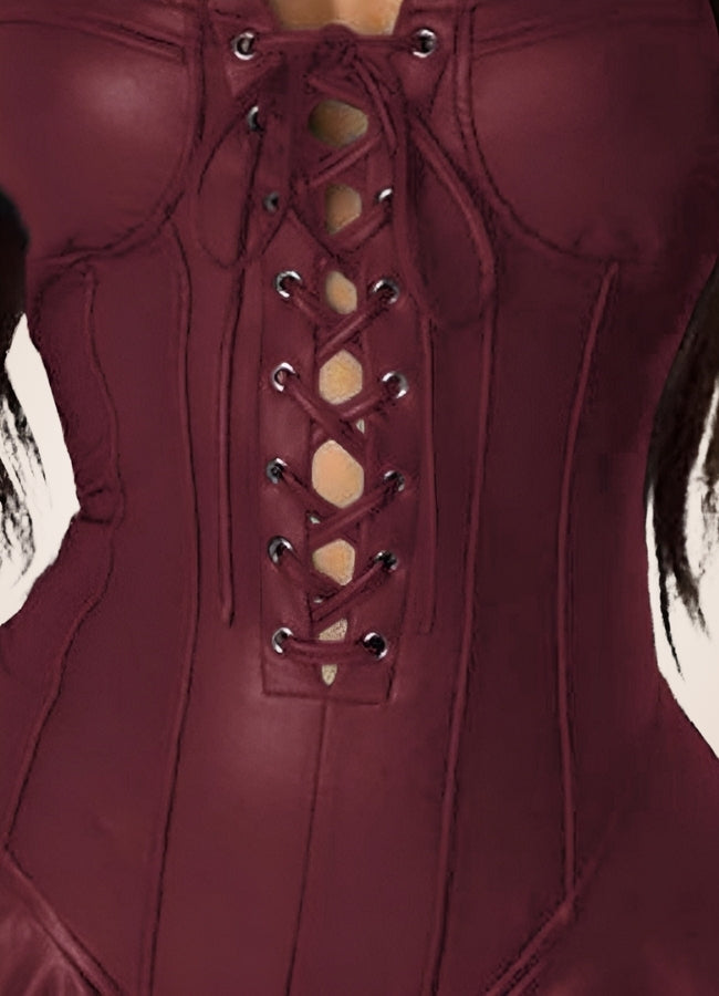 Steampunk Crossed Leather Dress - Steampunk Australia