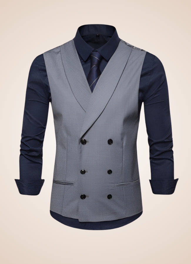 Steampunk Double Breasted Grey Vest - Steampunk Australia
