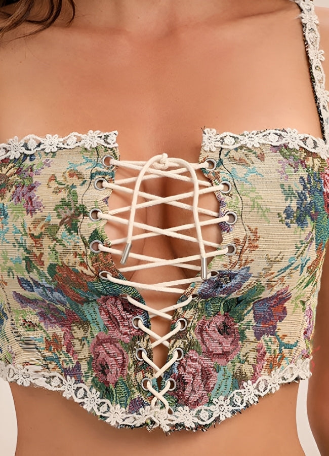 Steampunk Flower Pattern Bustier - Steampunk Australia