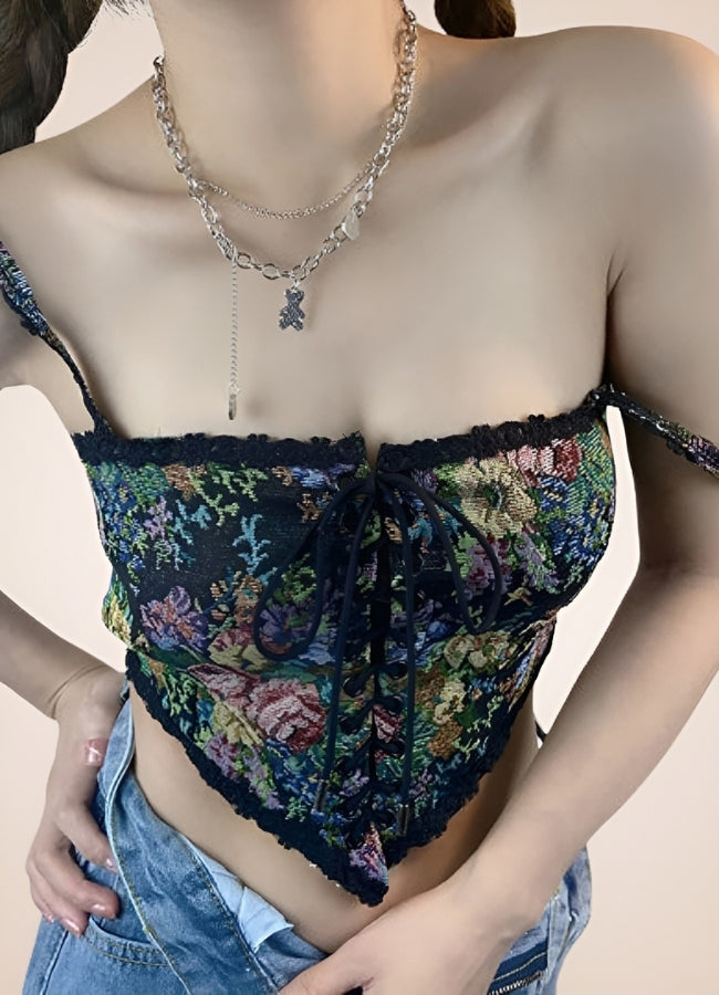Steampunk Flower Pattern Bustier - Steampunk Australia