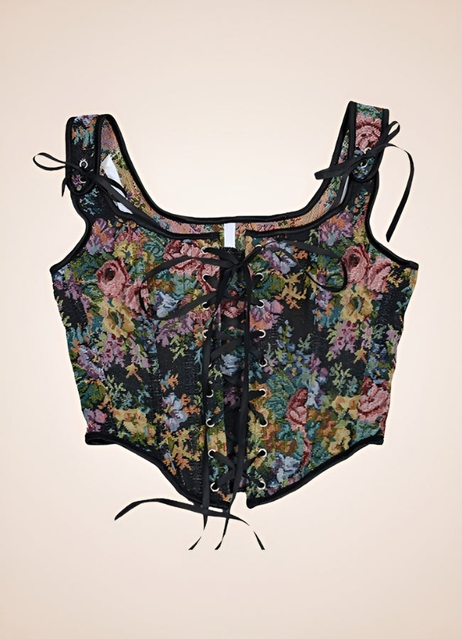 Steampunk Flower Pattern Bustier - Steampunk Australia