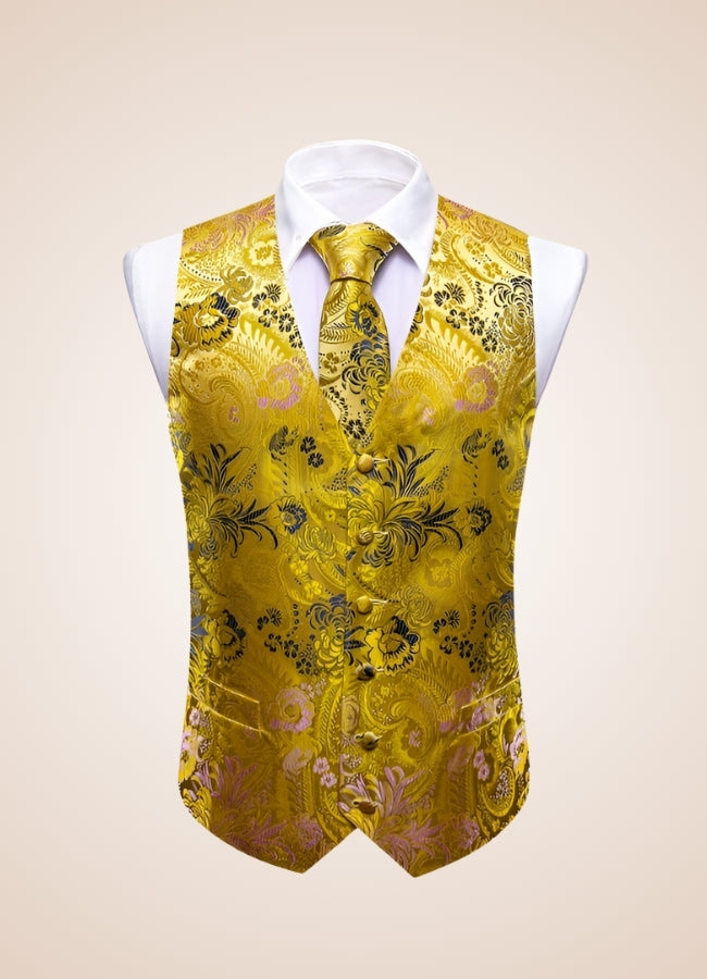 Steampunk Gold Pattern Suit Vest - Steampunk Australia
