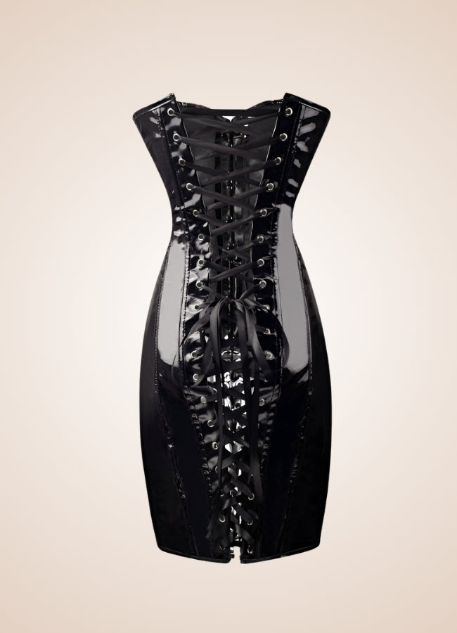 Steampunk Goth Leather Corset Dress - Steampunk Australia