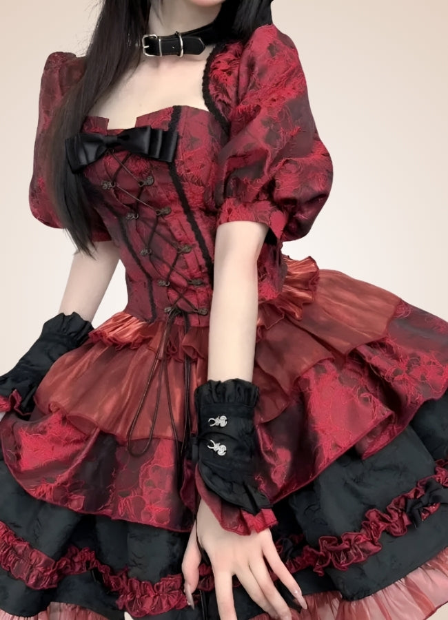 Steampunk Goth Ruffled Lolita Dress - Steampunk Australia