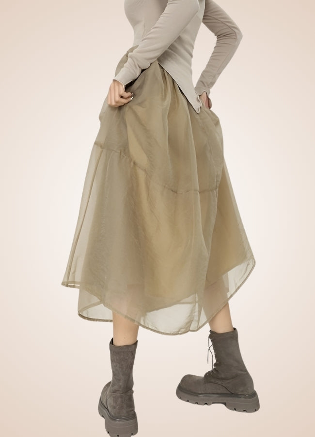 Steampunk Khaki Long Skirt - Steampunk Australia