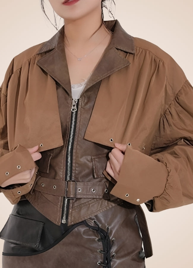 Steampunk Leather Crop Top Jacket - Steampunk Australia