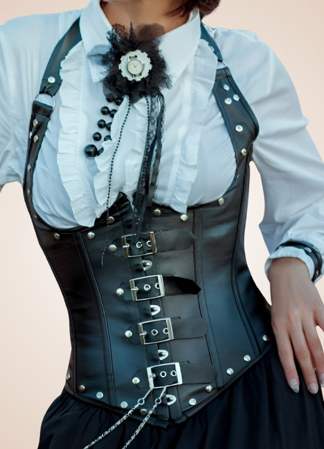 Steampunk Leather Gothic Corset - Steampunk Australia
