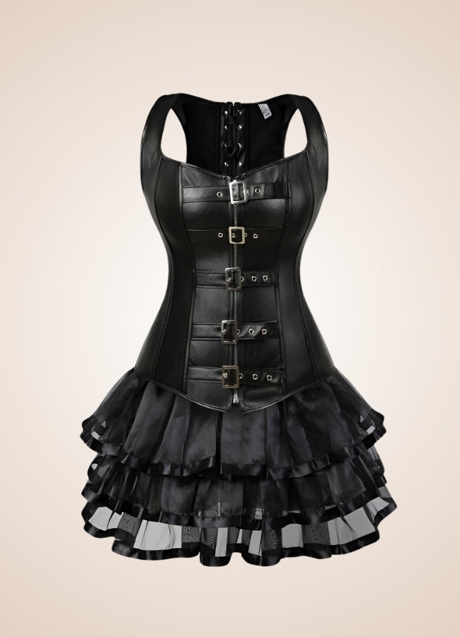 Steampunk Leather Overbust Dress - Steampunk Australia