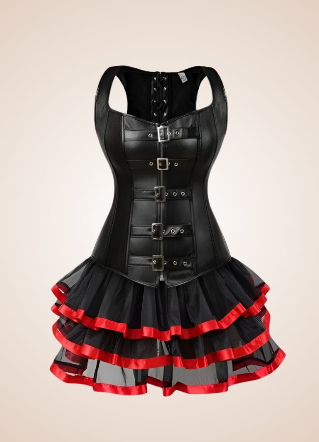 Steampunk Leather Overbust Dress - Steampunk Australia