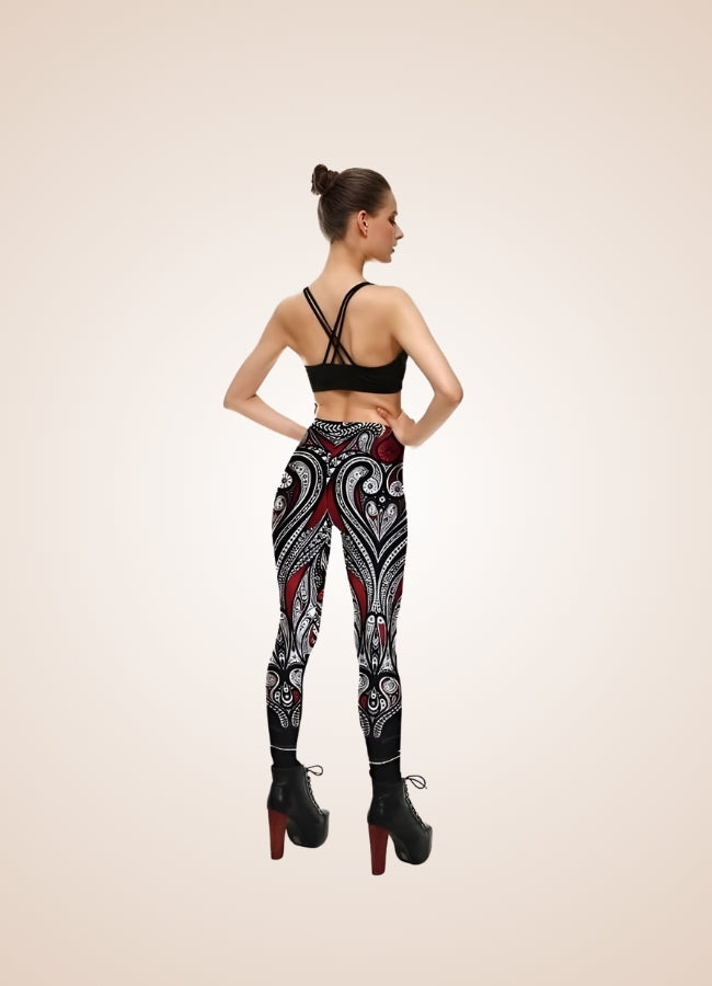 Steampunk Red Paisley Legging - Steampunk Australia