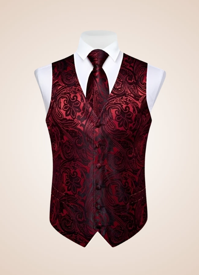 Steampunk Red Paisley Suit Vest - Steampunk Australia