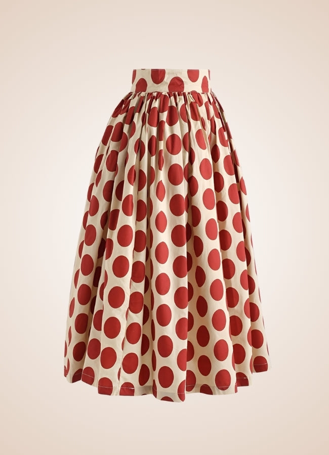 Steampunk Red Polkadot Midi Skirt - Steampunk Australia