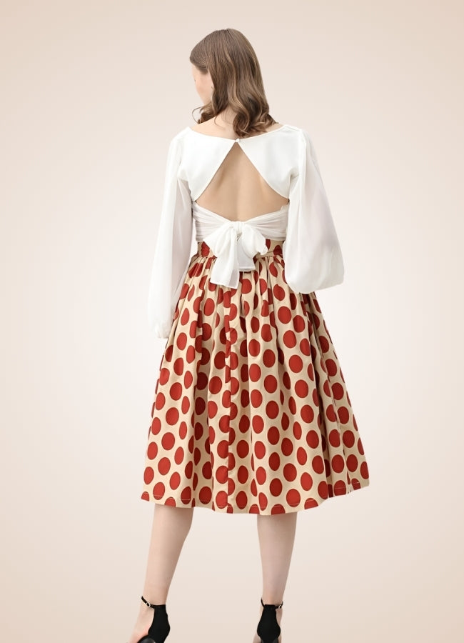Steampunk Red Polkadot Midi Skirt - Steampunk Australia