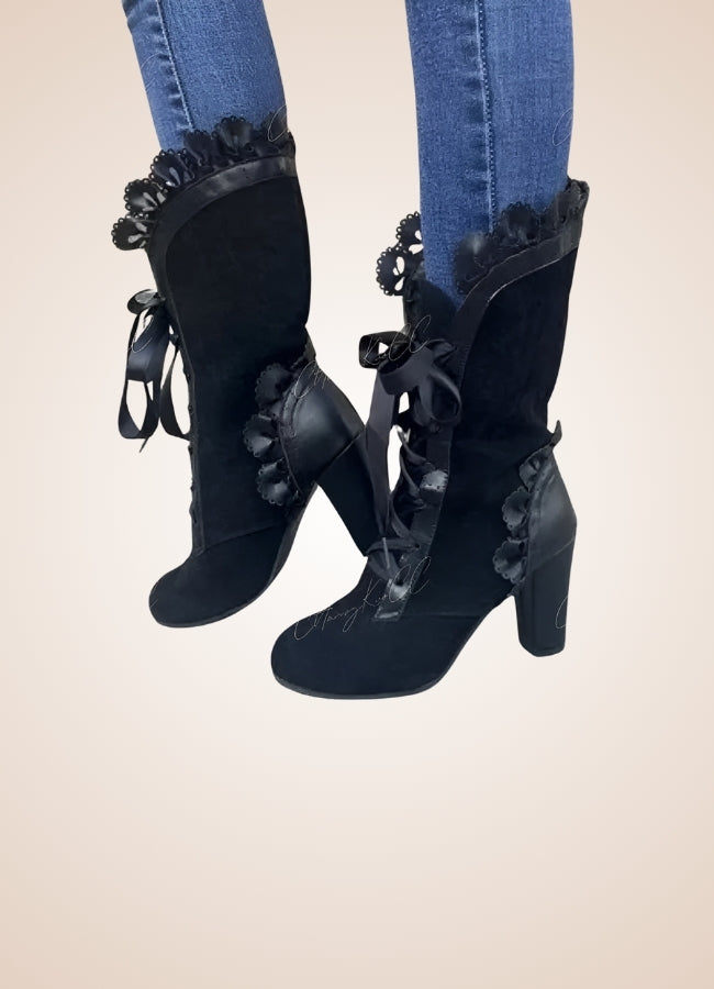Steampunk Ribbon Heels Boots - Steampunk Australia