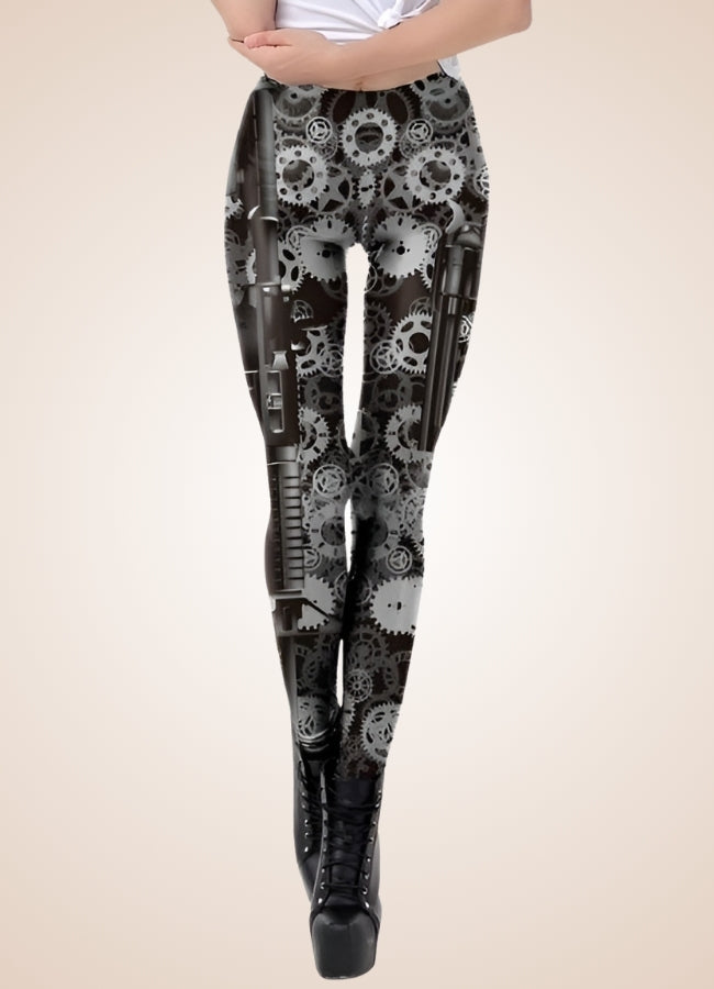 Steampunk Silver Gear Legging - Steampunk Australia