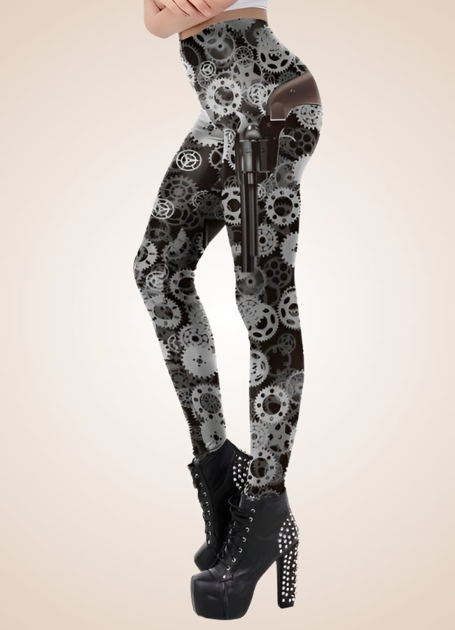 Steampunk Silver Gear Legging - Steampunk Australia