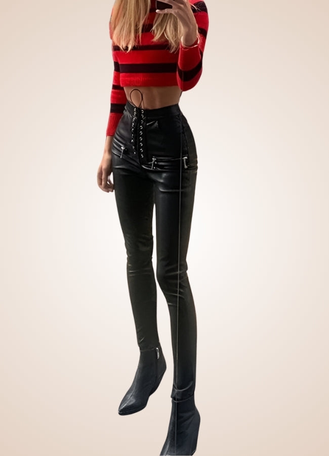 Steampunk Skinny Lace Up Pants - Steampunk Australia