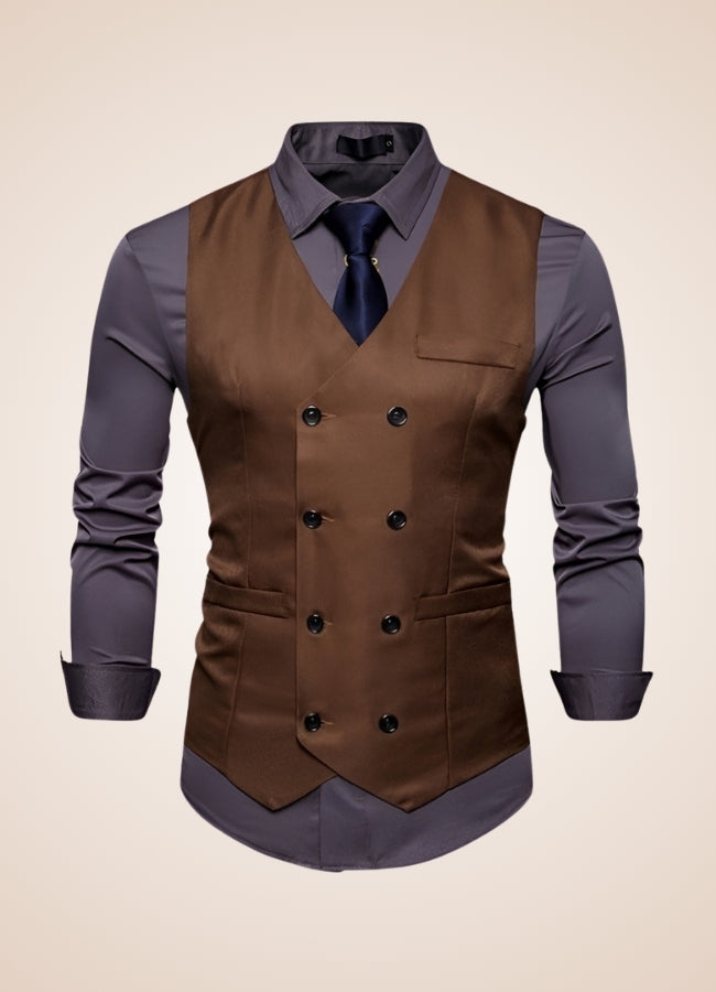 Steampunk Slim Fit Double Breasted Vest - Steampunk Australia