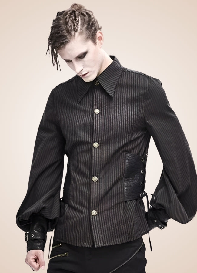 Steampunk Striped Buttom Up Shirt - Steampunk Australia