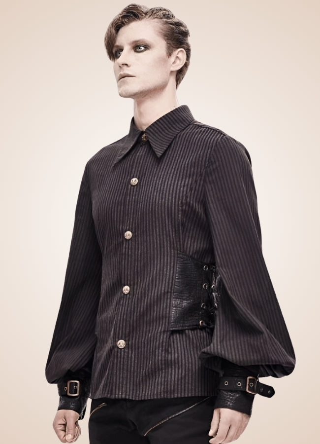 Steampunk Striped Buttom Up Shirt - Steampunk Australia