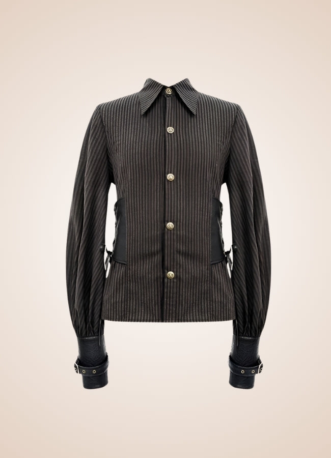 Steampunk Striped Buttom Up Shirt - Steampunk Australia