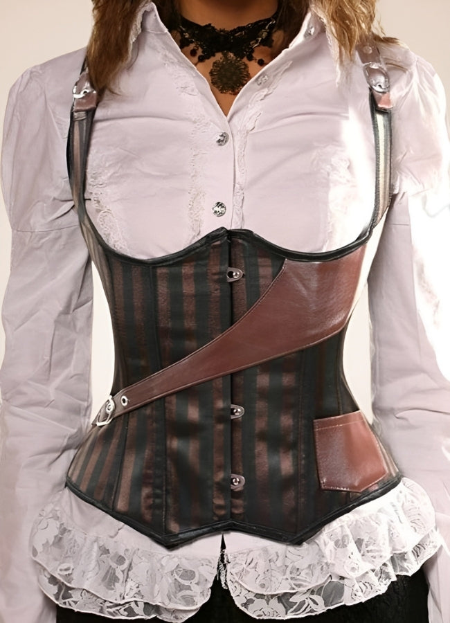 Steampunk Strips Pattern Corset - Steampunk Australia